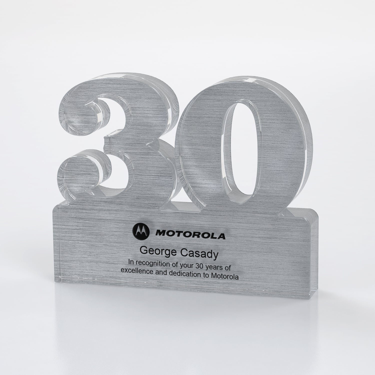 Brushed Metallic Years of Service Acrylic Award