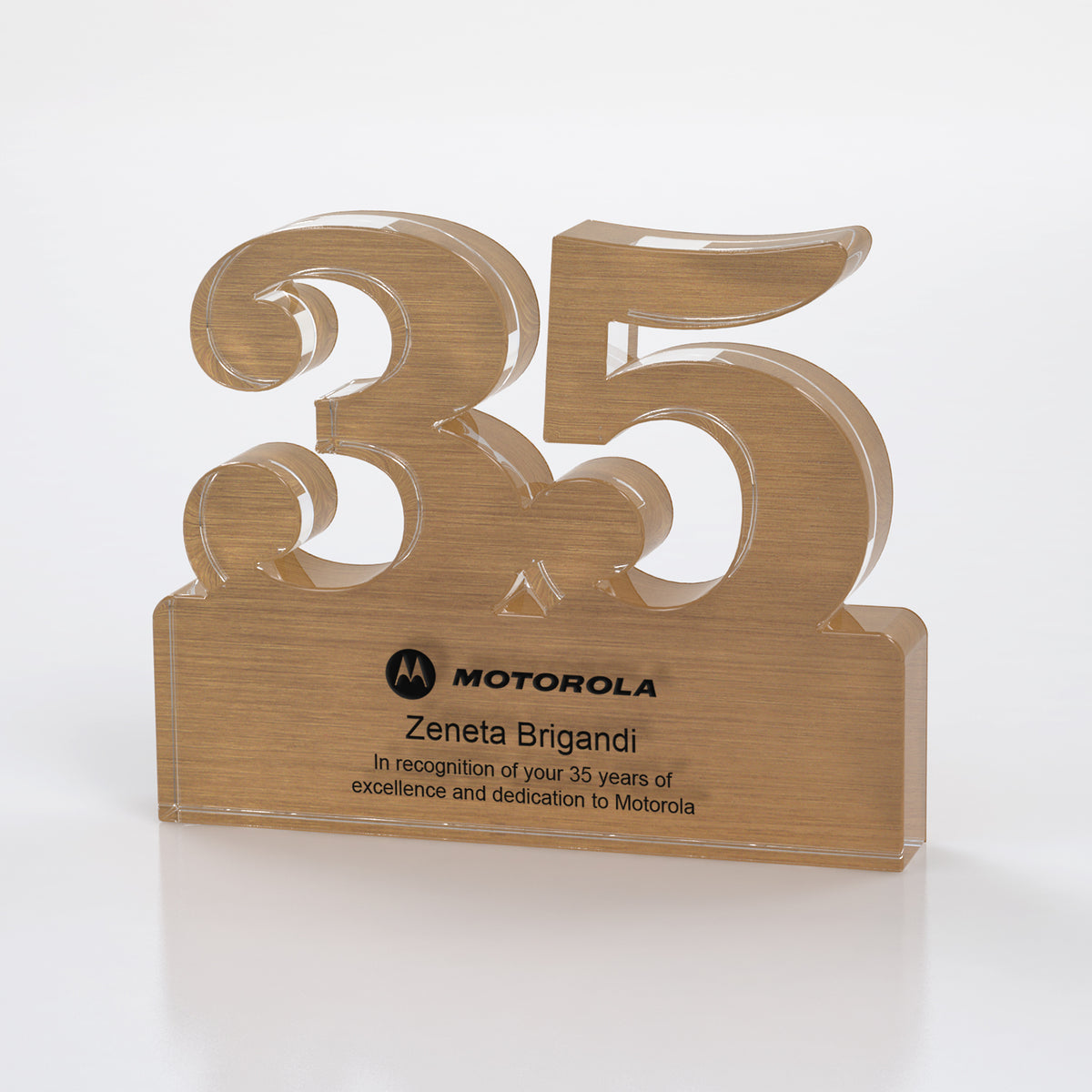 Brushed Metallic Years of Service Acrylic Award