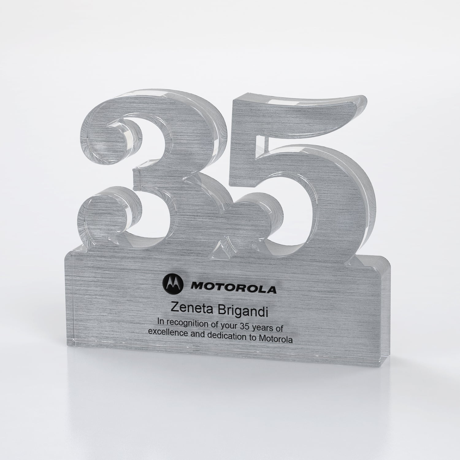 Brushed Metallic Years of Service Acrylic Award