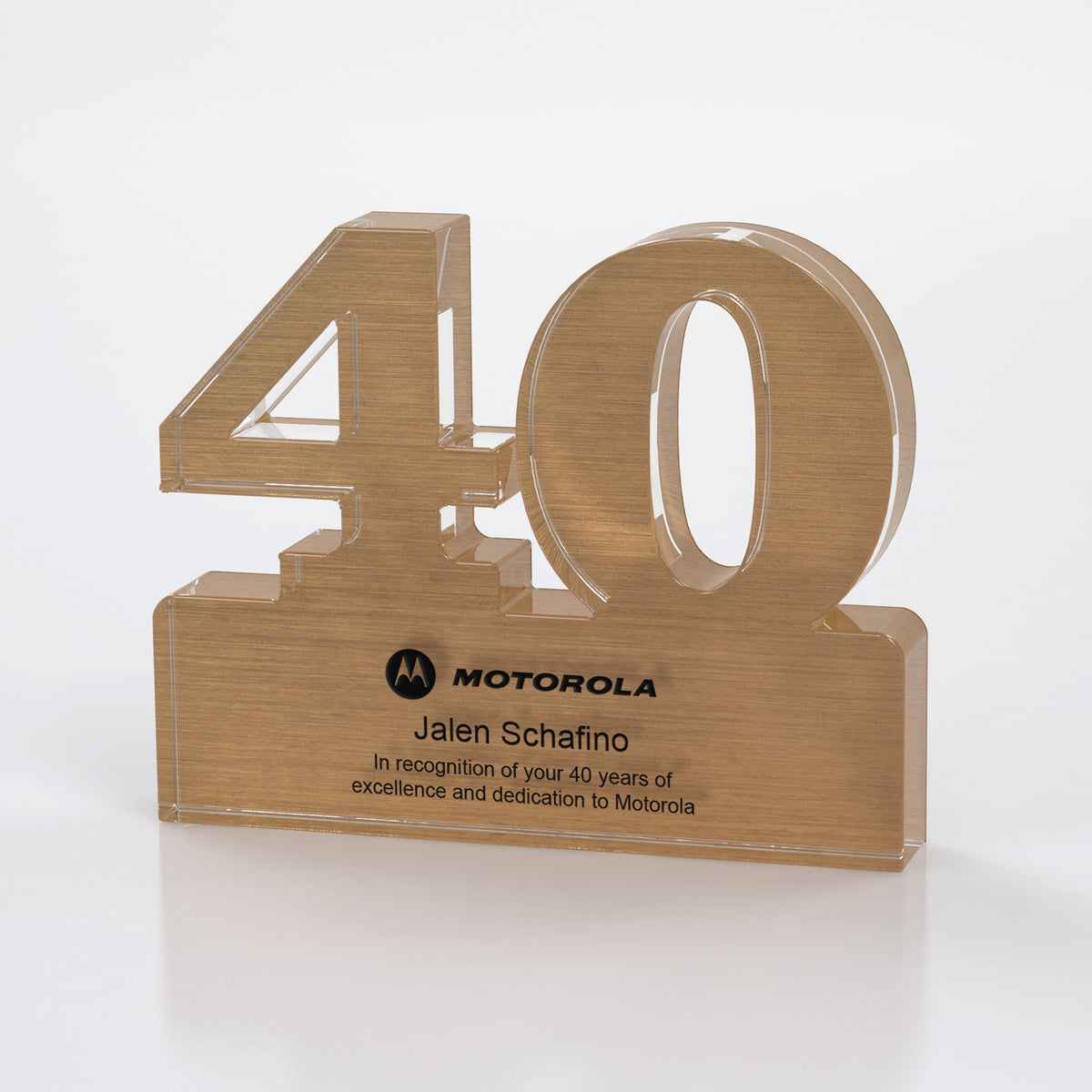 Brushed Metallic Years of Service Acrylic Award