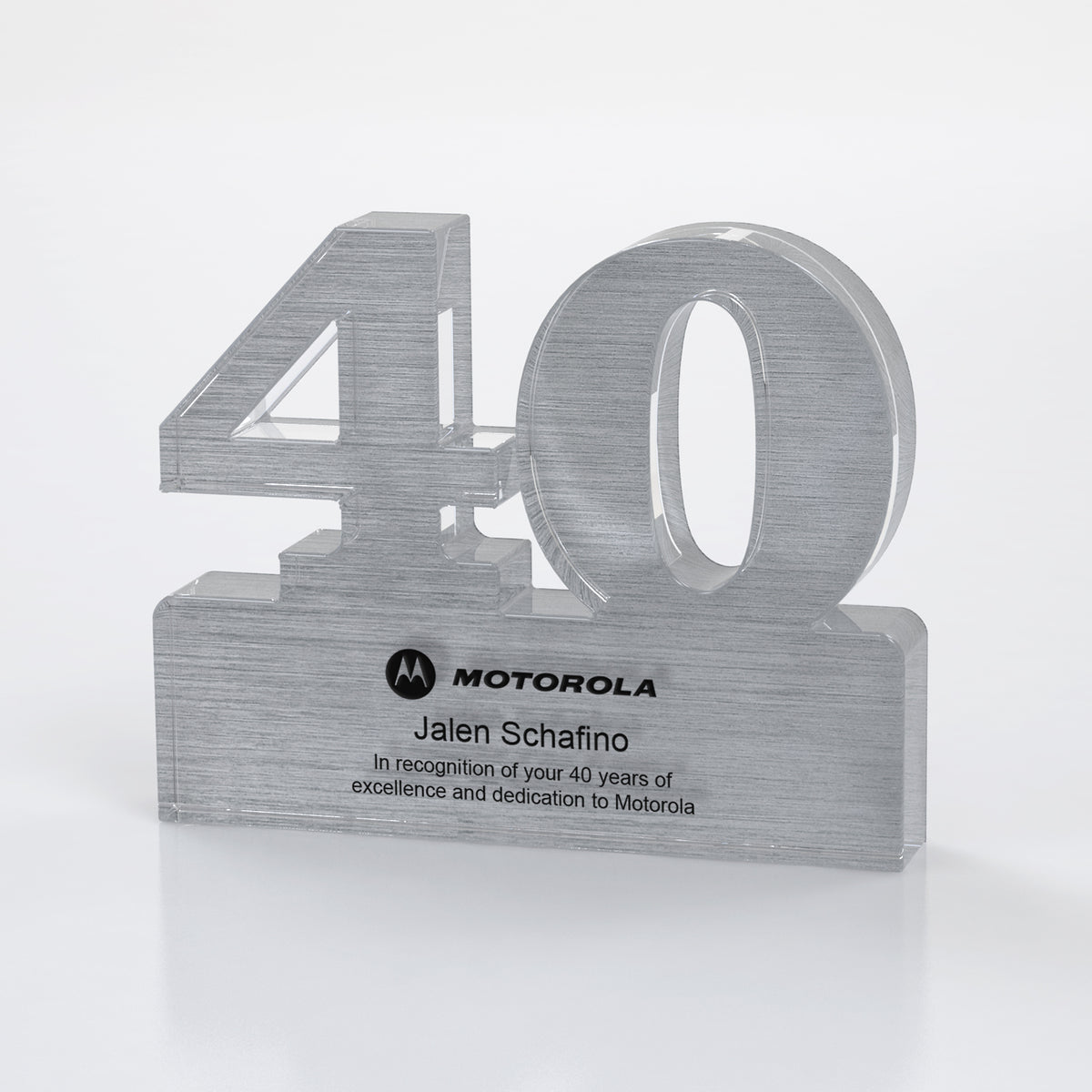 Brushed Metallic Years of Service Acrylic Award