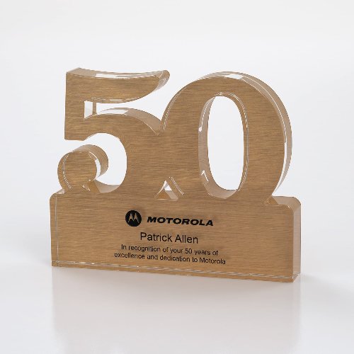 Brushed Metallic Years of Service Acrylic Award
