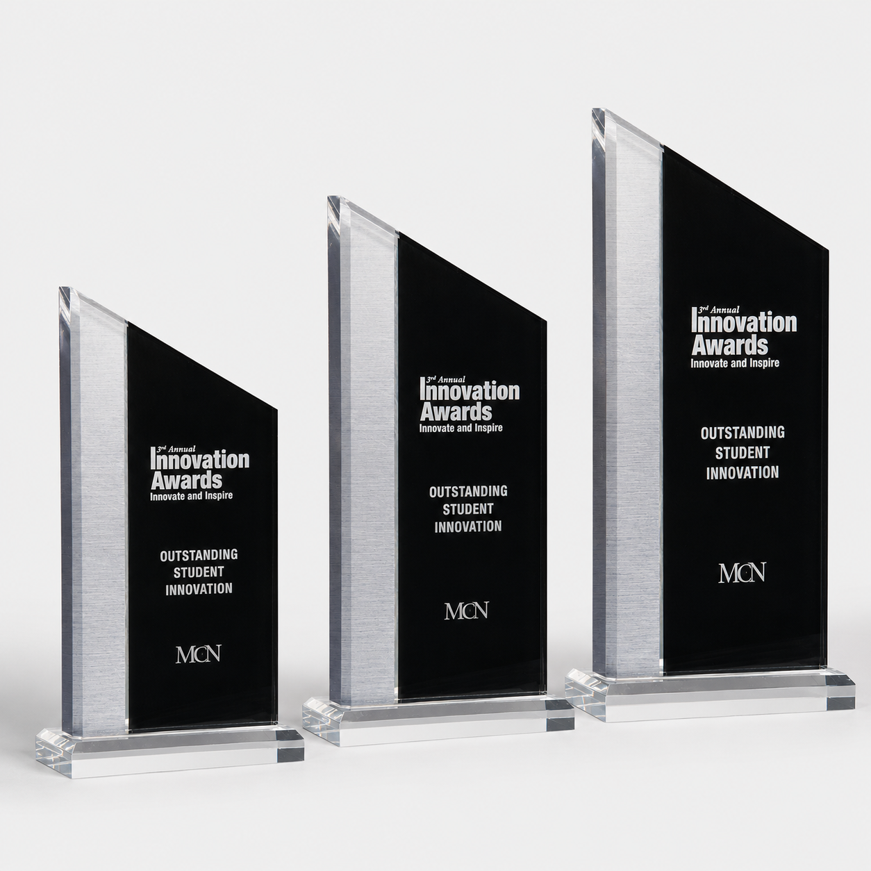Brushed Silver Accent Black Acrylic Award