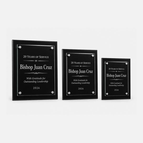 Canterbury Glass Plaque with Ebony Stand-Offs