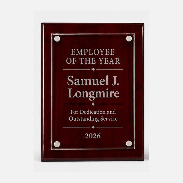 Canterbury Glass Plaque with Rosewood Stand-Offs