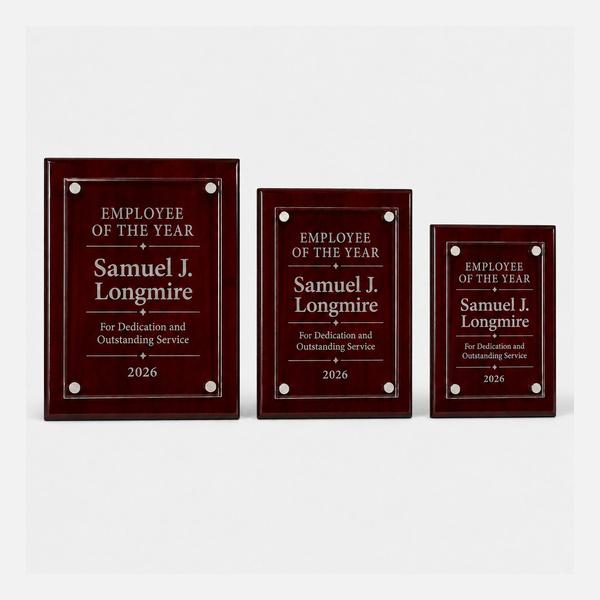 Canterbury Glass Plaque with Rosewood Stand-Offs