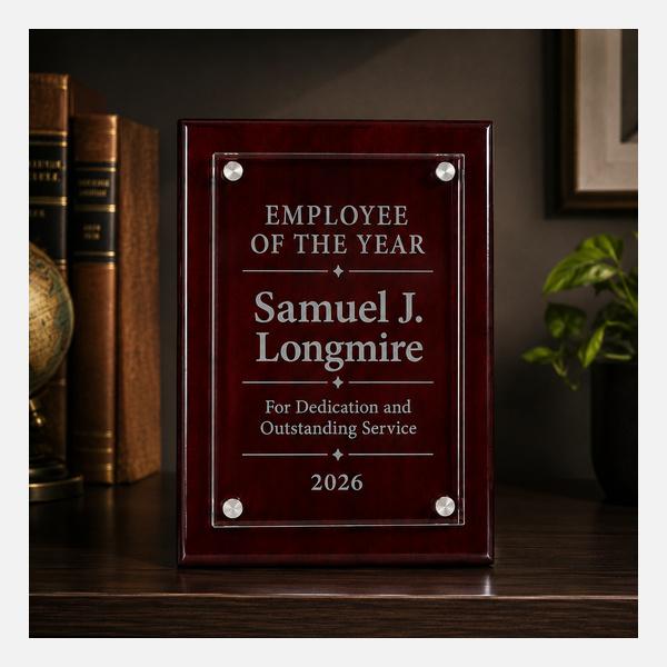 Canterbury Glass Plaque with Rosewood Stand-Offs