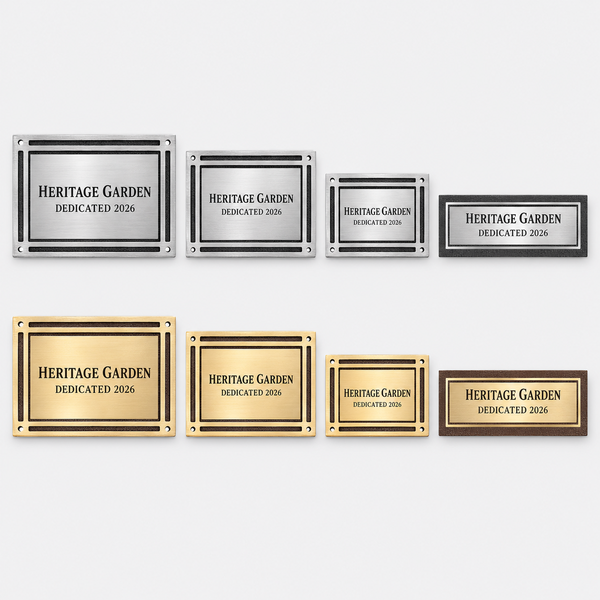 Quick-Turn Cast Aluminum Wall Plaque - Black & Silver and Brown & Gold in 10 x 8, 8 x 6, 6 x 4 and 9 x 3 sizes