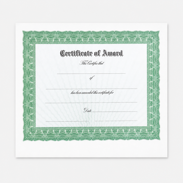 Certificate Paper - Green - variant catalog