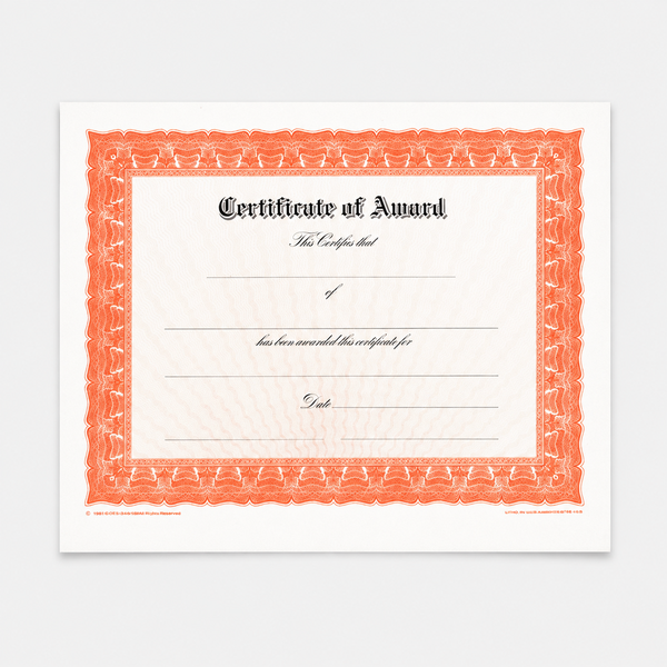 Certificate Paper - Orange - variant catalog