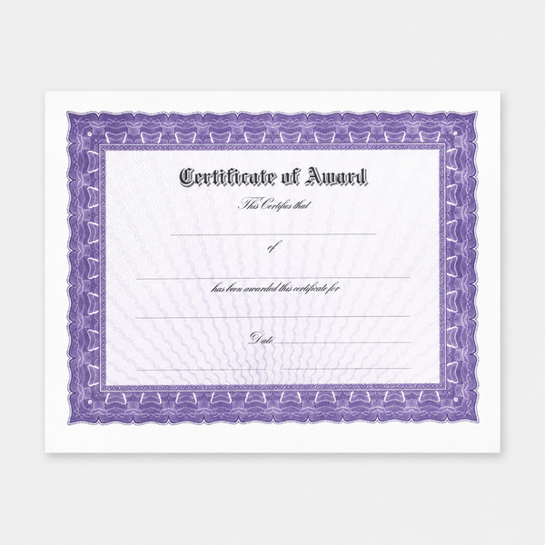 Certificate Paper - Purple - variant catalog