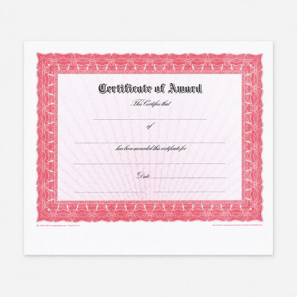 Certificate Paper - Red - variant catalog