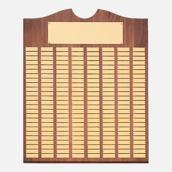 Perpetual Walnut Plaque with Scroll Top – 200-plate Gold & Black option