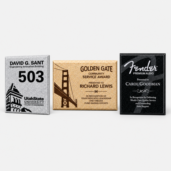 AcrylaStone Indoor & Outdoor Plaque showing all available color finishes