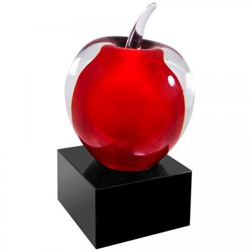 Red Glass Apple with Black Base