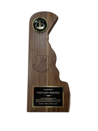 Delaware-Shaped Walnut Plaque With Plate