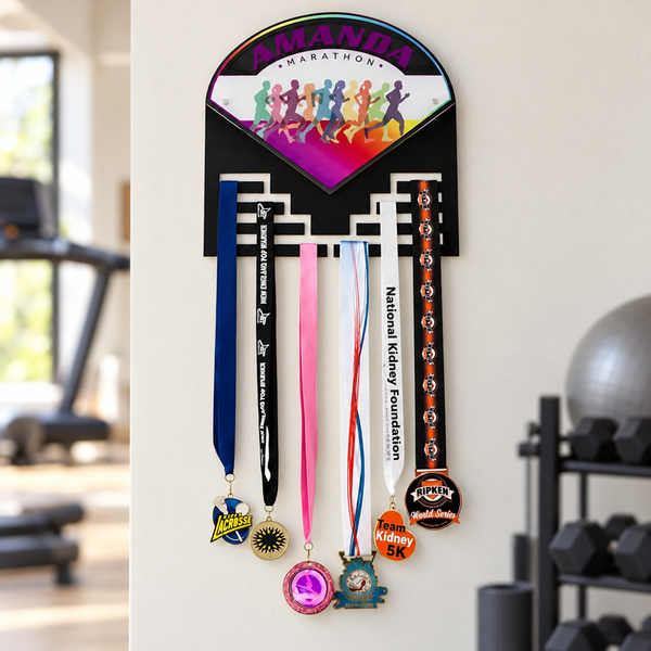 Custom Medallion Ribbon Display (Steps) in a realistic display setting