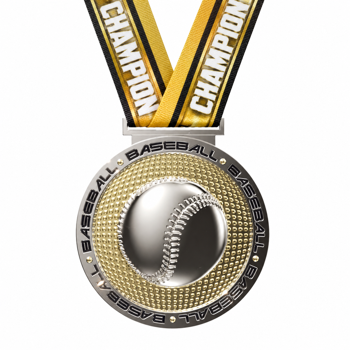 Dual Plated Medals with gold Champion ribbon