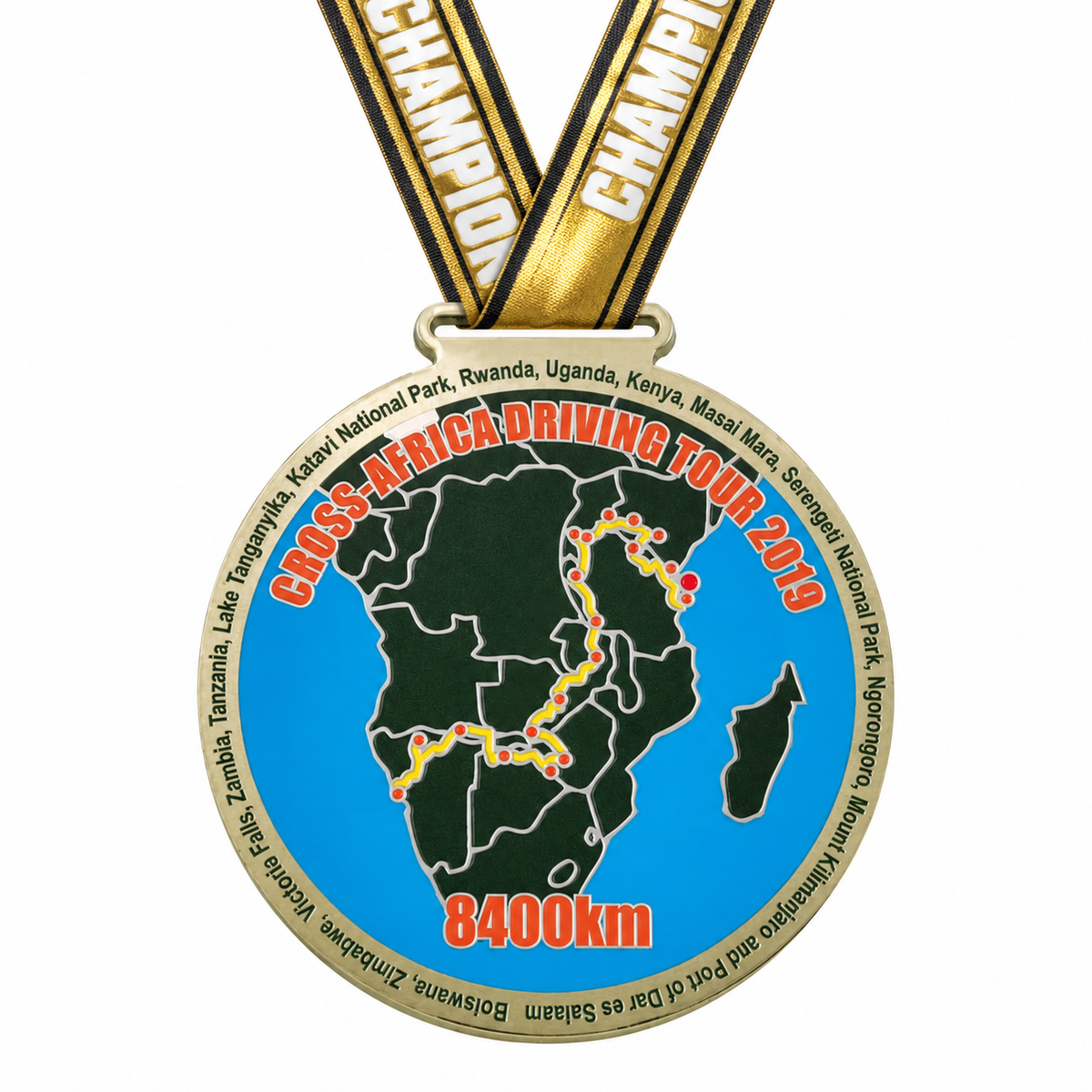 Dynamic Print Olympic Medal with gold Champion ribbon
