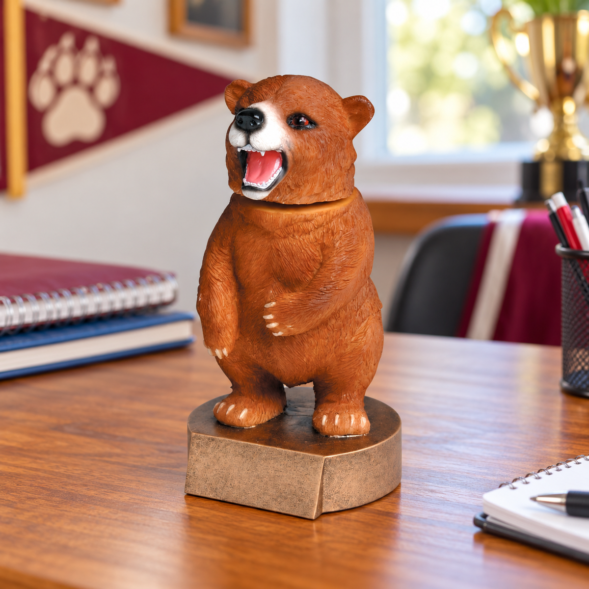 Mascot Bobblehead Awards — lifestyle setting (Bear)