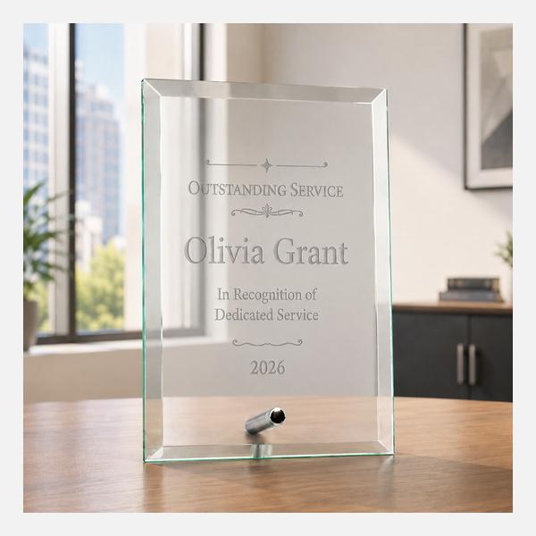 Economy Jade Glass Standing Plaque
