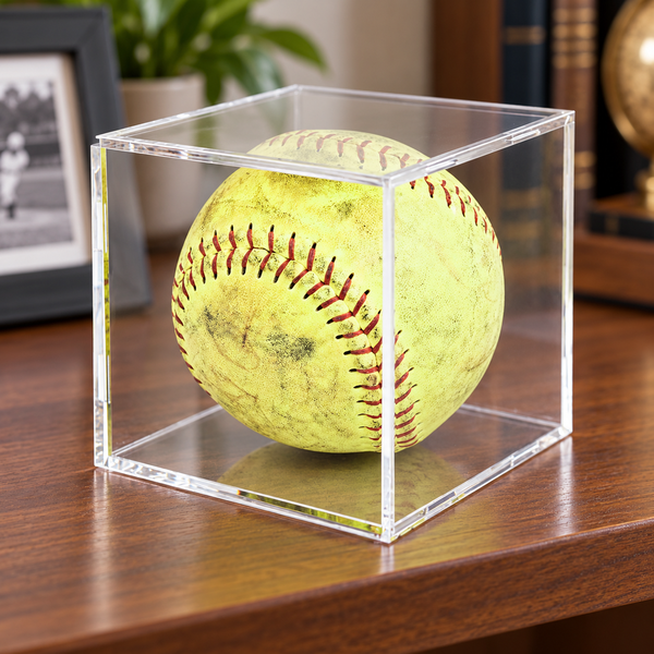Economy Softball Display displayed on an office shelf
