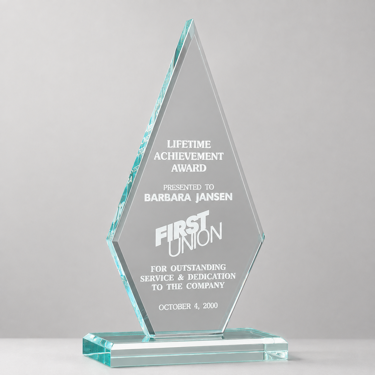 Elite Diamond Jade Acrylic Award