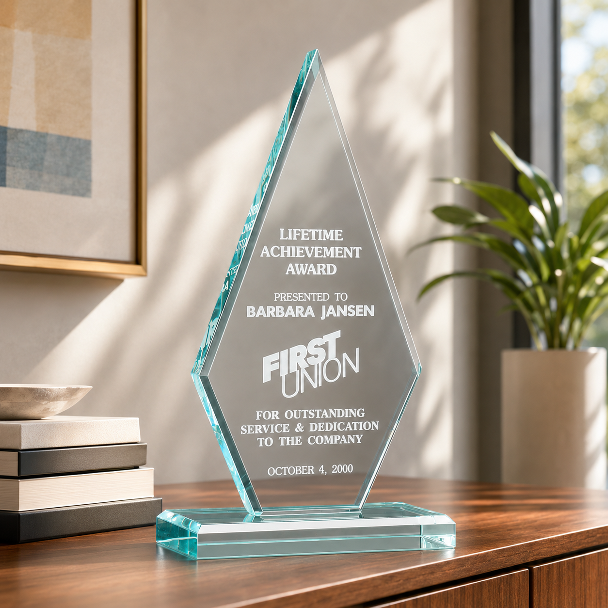 Elite Diamond Jade Acrylic Award