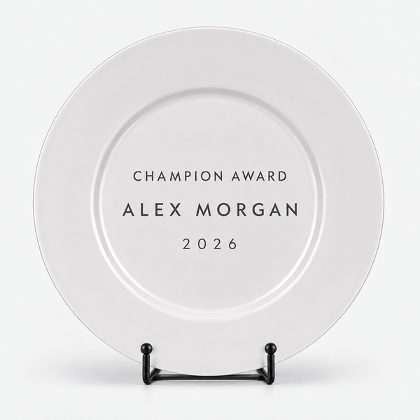European Glass Commemorative Plate - White - variant catalog