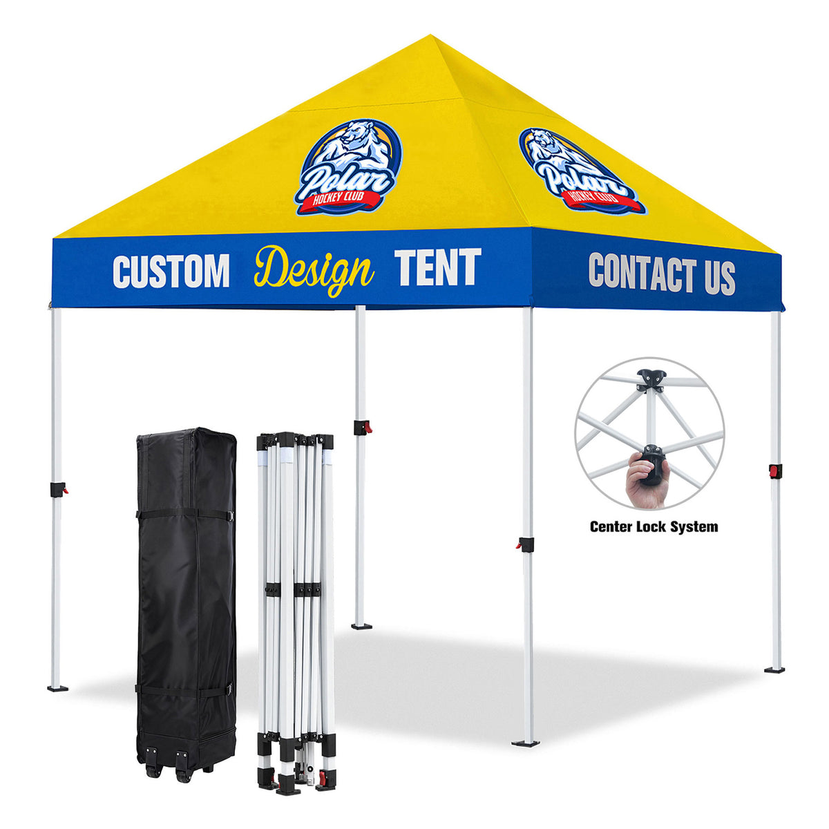 One-Push Custom Event Tent — 10'x10' Instant One-Push Custom Canopy Tent Kit