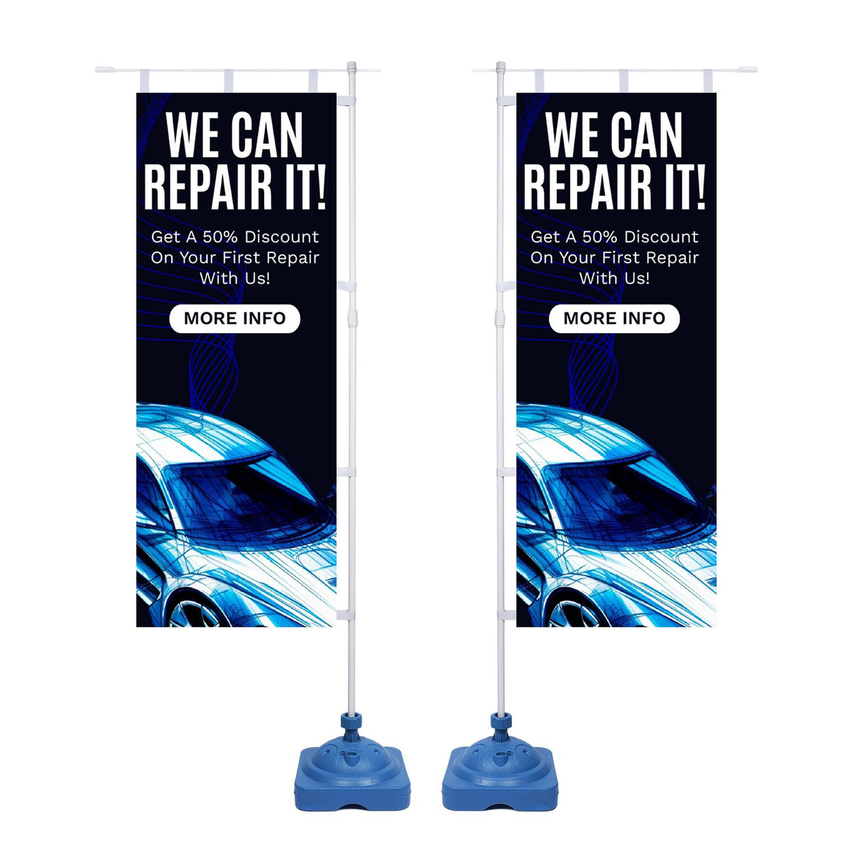 Telescopic Nobori Flag Kit — 10Ft Nobori Flag Kit With Telescopic Flagpole