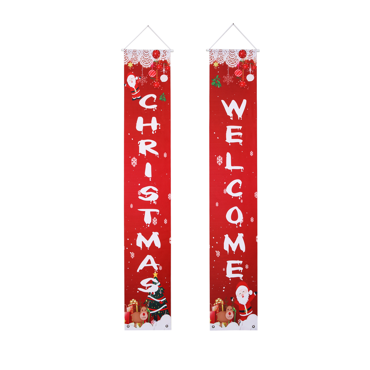 Custom Porch Banner Pair — Custom Oxford Couplets Welcome Porch Banner Set