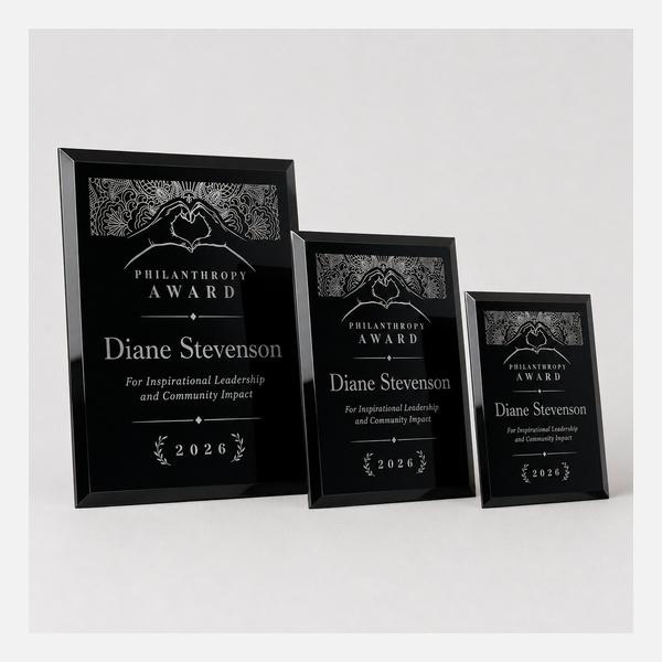 Executive Black Mirrored Glass Plaque