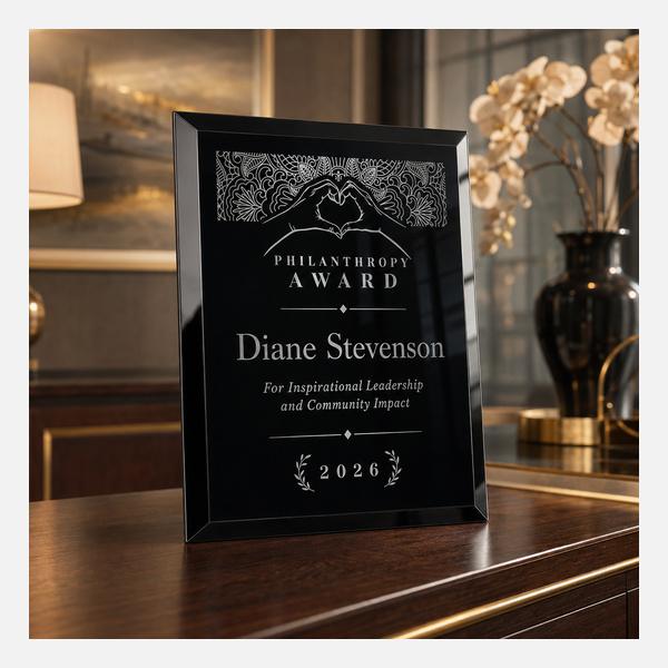 Executive Black Mirrored Glass Plaque