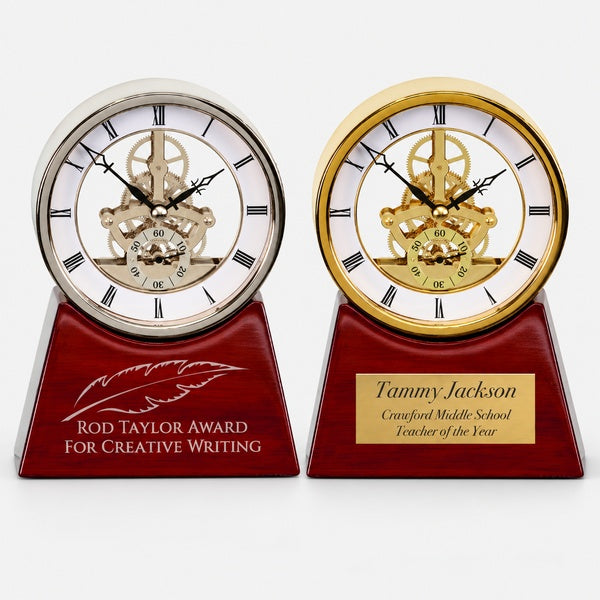 Executive Clock on a Rosewood Piano Finish Base — catalog product photo, available styles