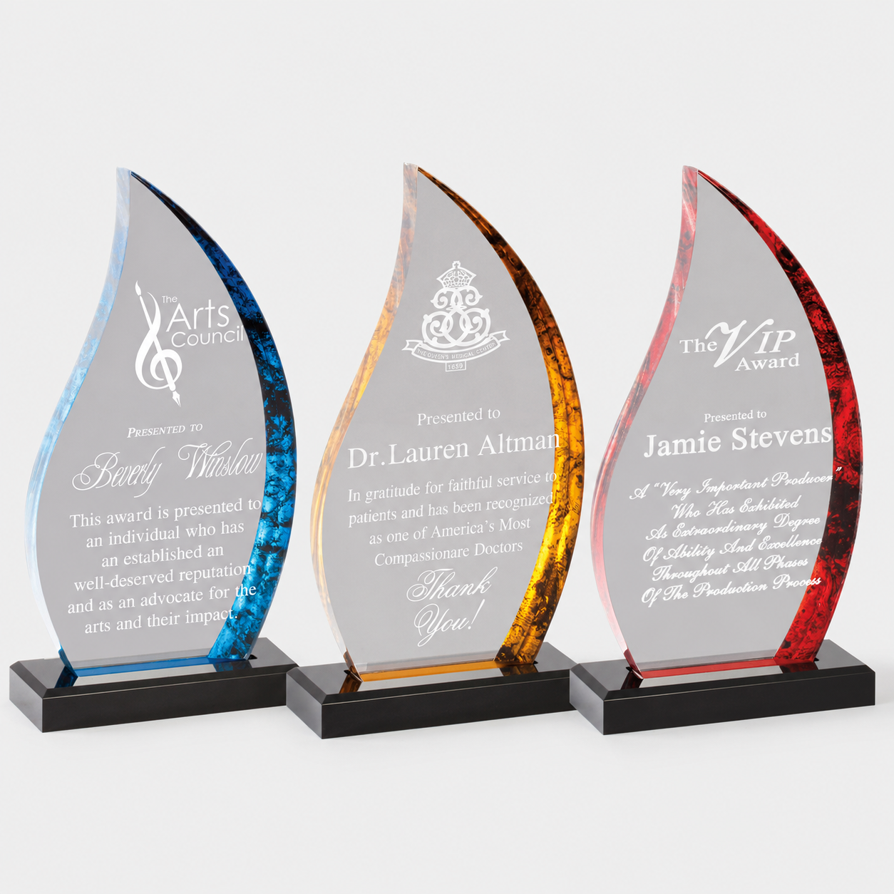Flame Hue Acrylic Award on Black Base