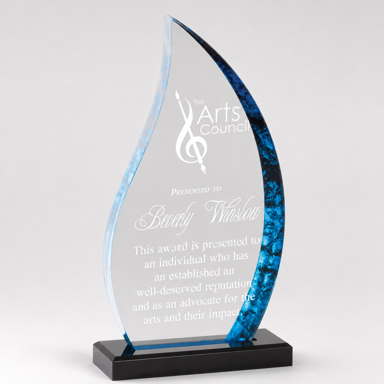 Flame Hue Acrylic Award on Black Base