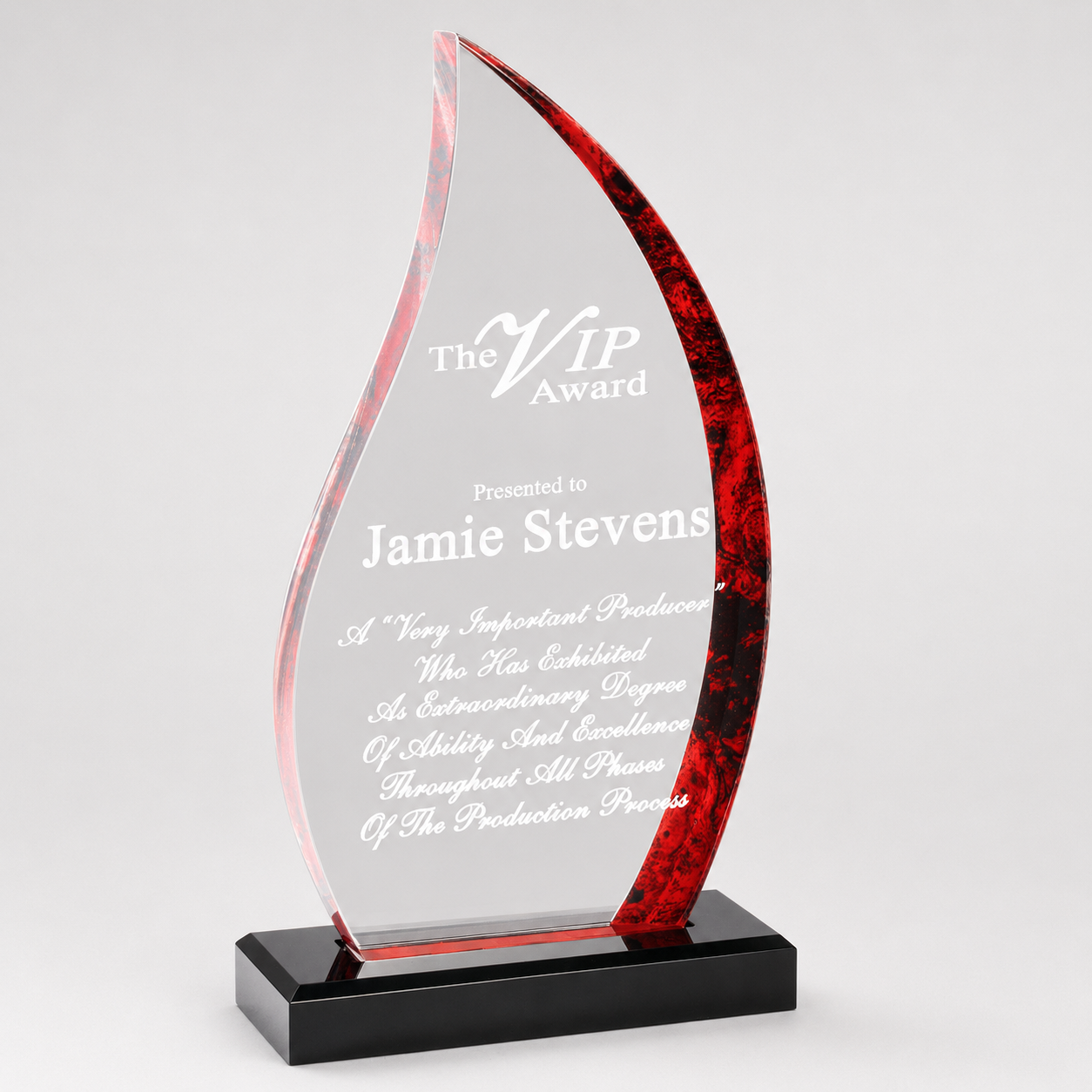 Flame Hue Acrylic Award on Black Base