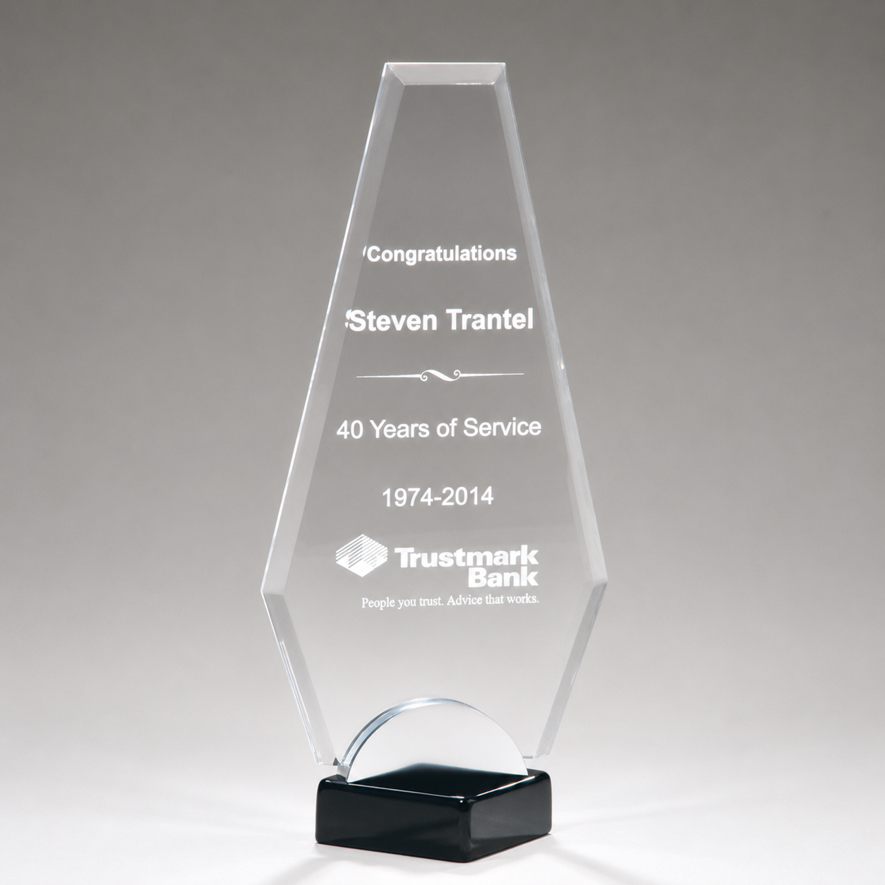 Flame Acrylic Award with Black and Silver Metal Base