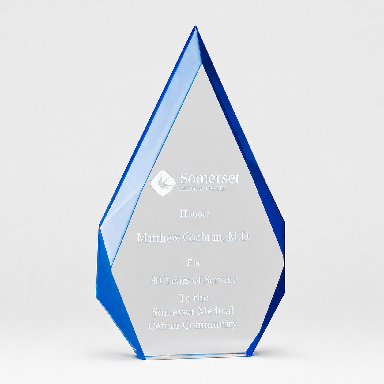 Blue Beveled Flame Series Acrylic Award