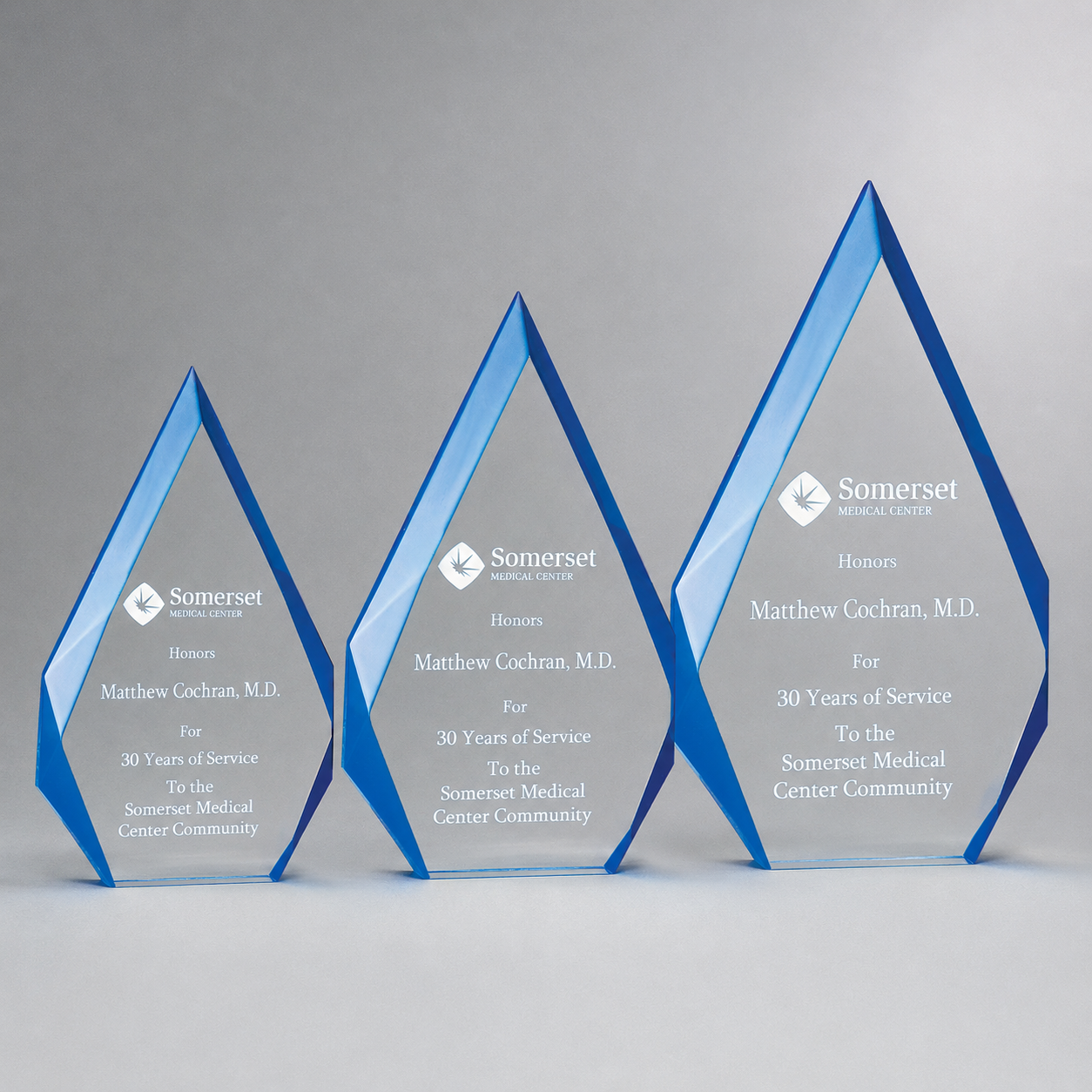 Blue Beveled Flame Series Acrylic Award