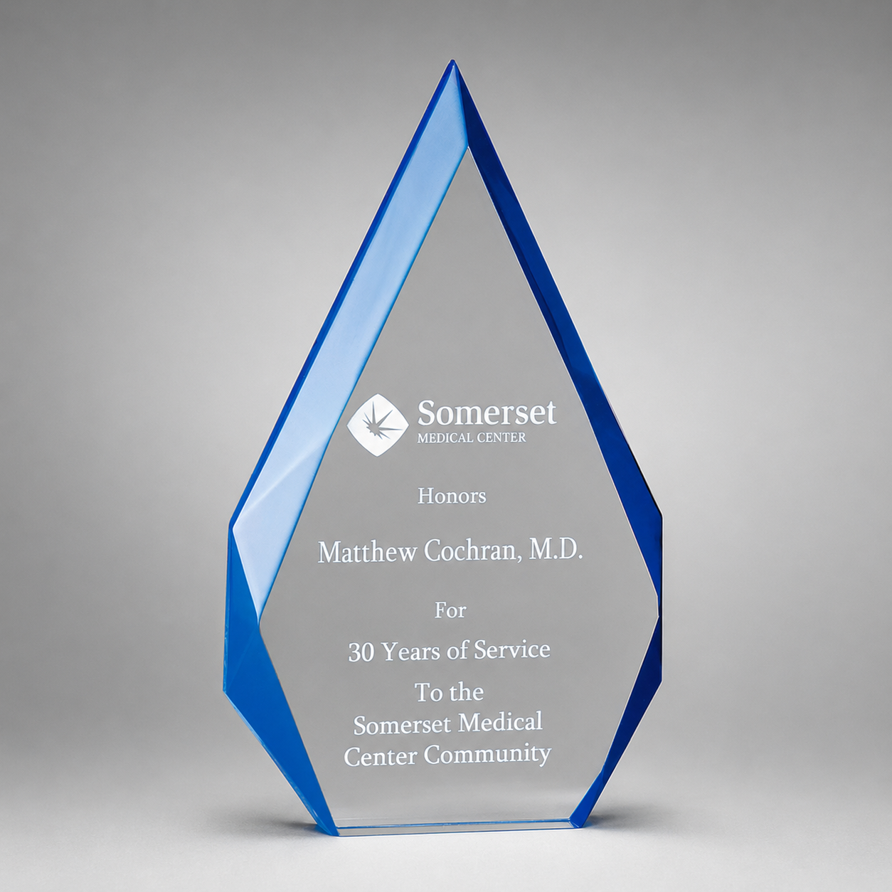 Blue Beveled Flame Series Acrylic Award