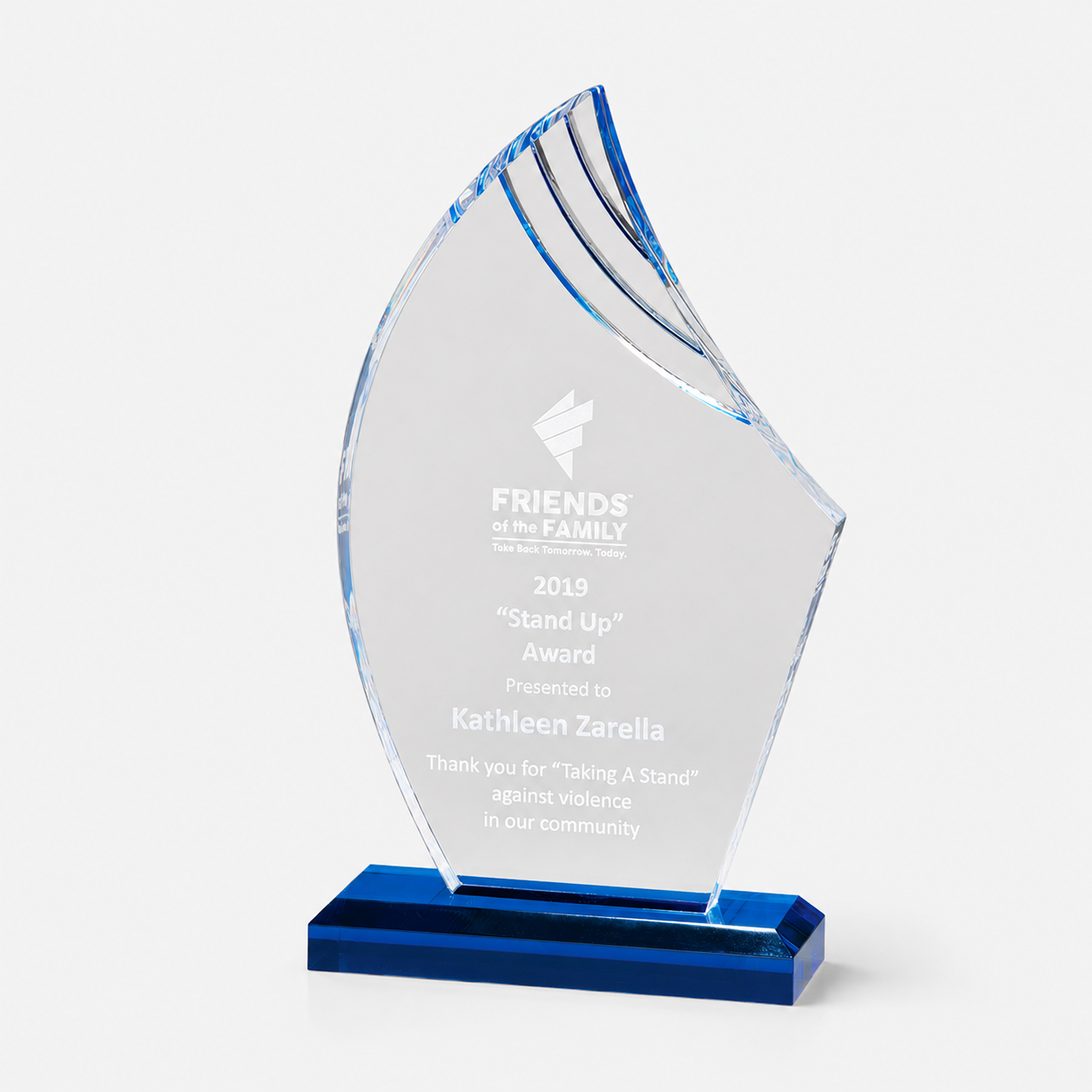 Blue Accent Flame Series Acrylic Award