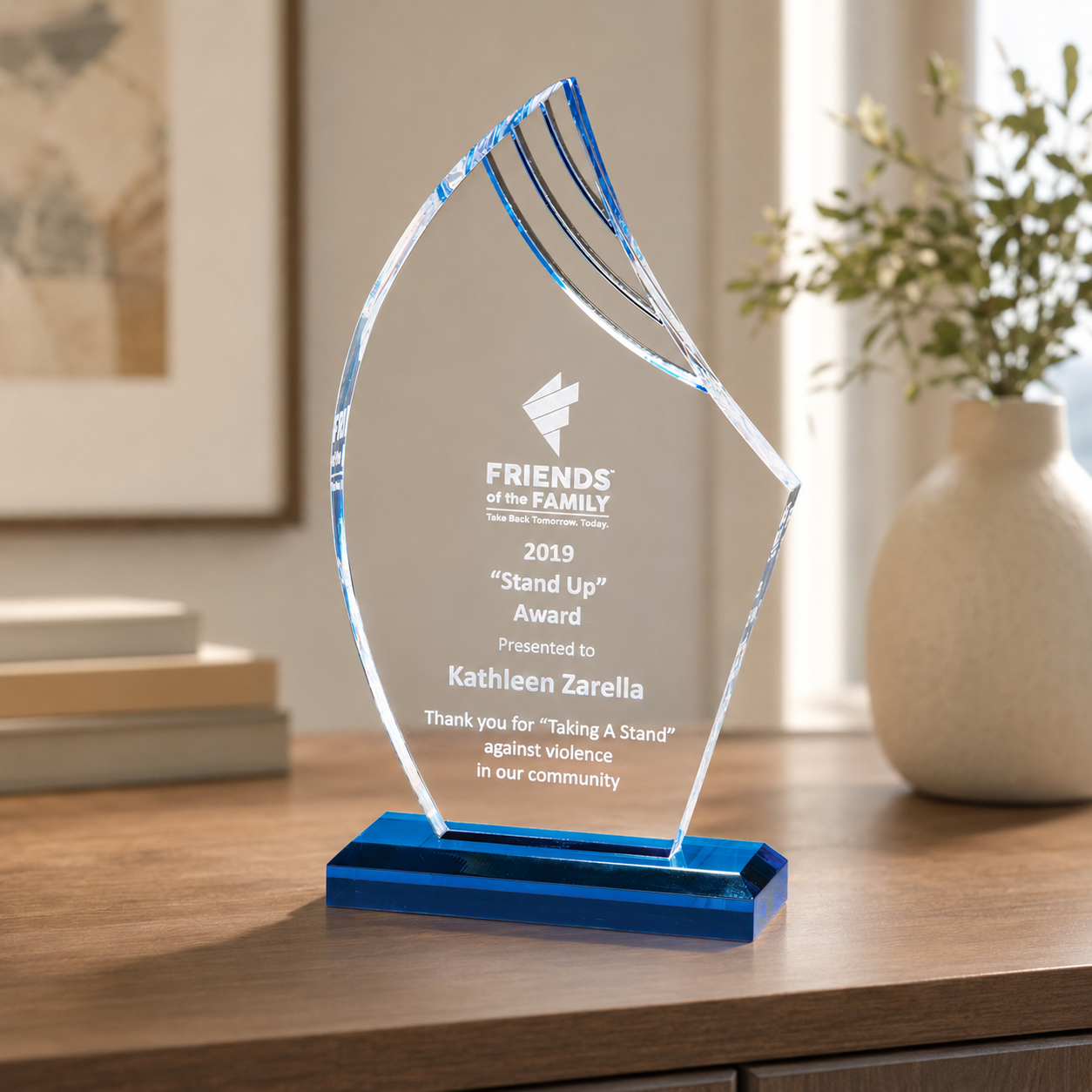 Blue Accent Flame Series Acrylic Award