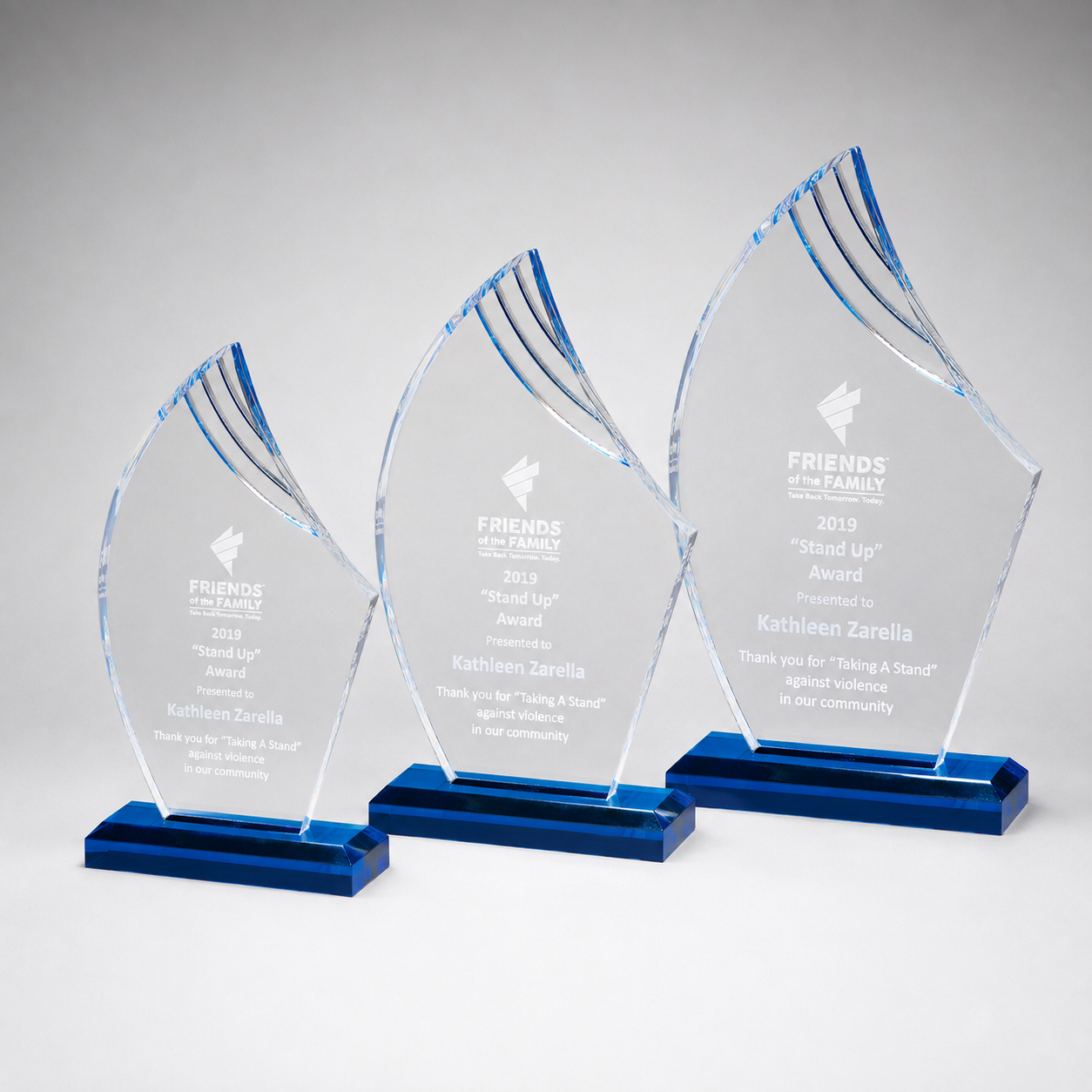 Blue Accent Flame Series Acrylic Award