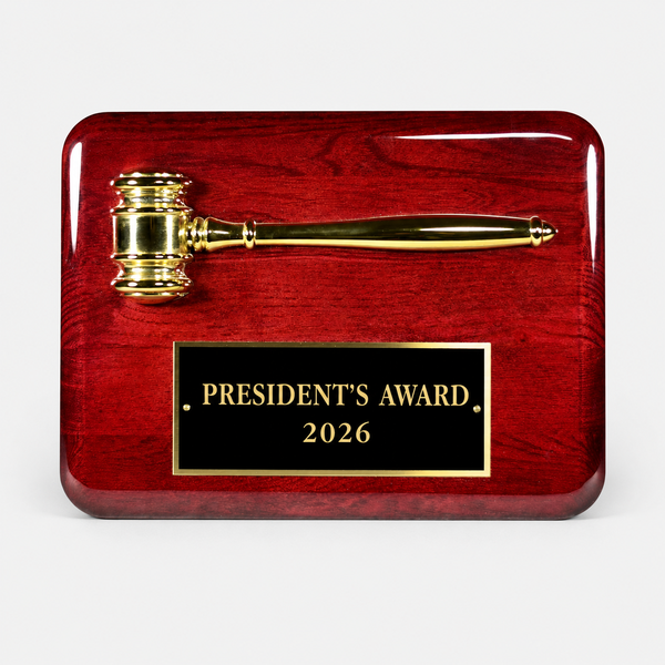 Gavel With Piano Finish Plaque - catalog