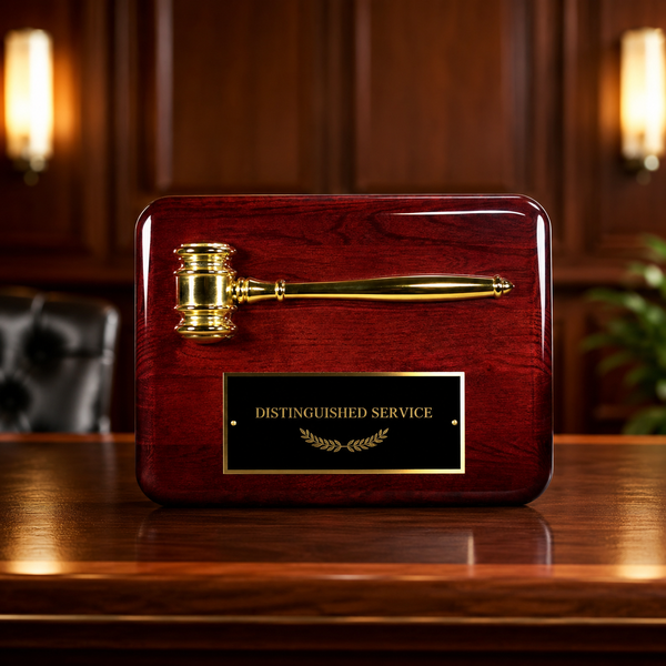Gavel With Piano Finish Plaque - lifestyle