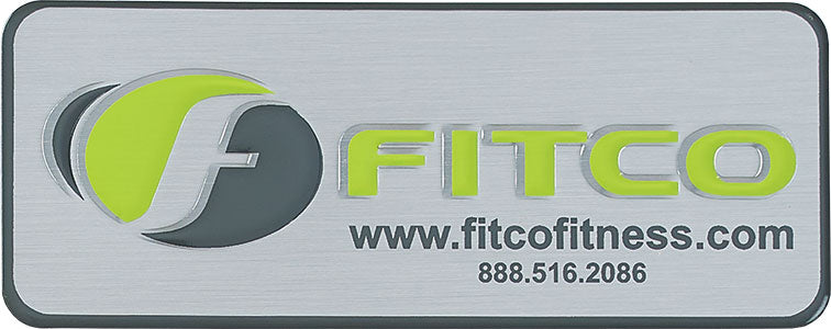 Gemini screen-printed aluminum plate example with rounded corners and two print colors; additional colors require review.