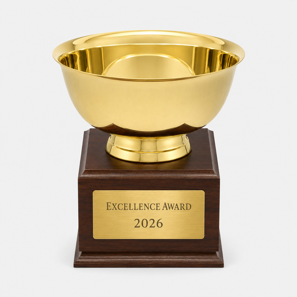 Gold Revere Bowl on Walnut Base - catalog