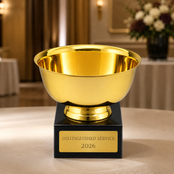 Gold Revere Bowl on Marble Base - lifestyle